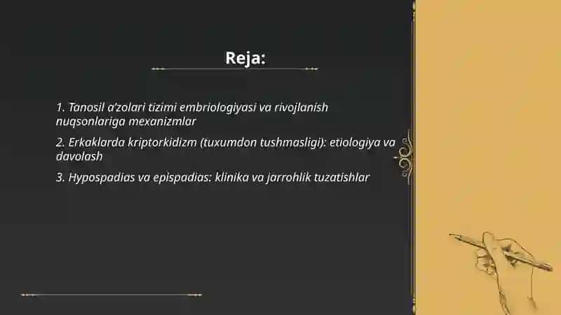 Tanosil aʼzolari tizimi rivojlanish nuqsonlari 2