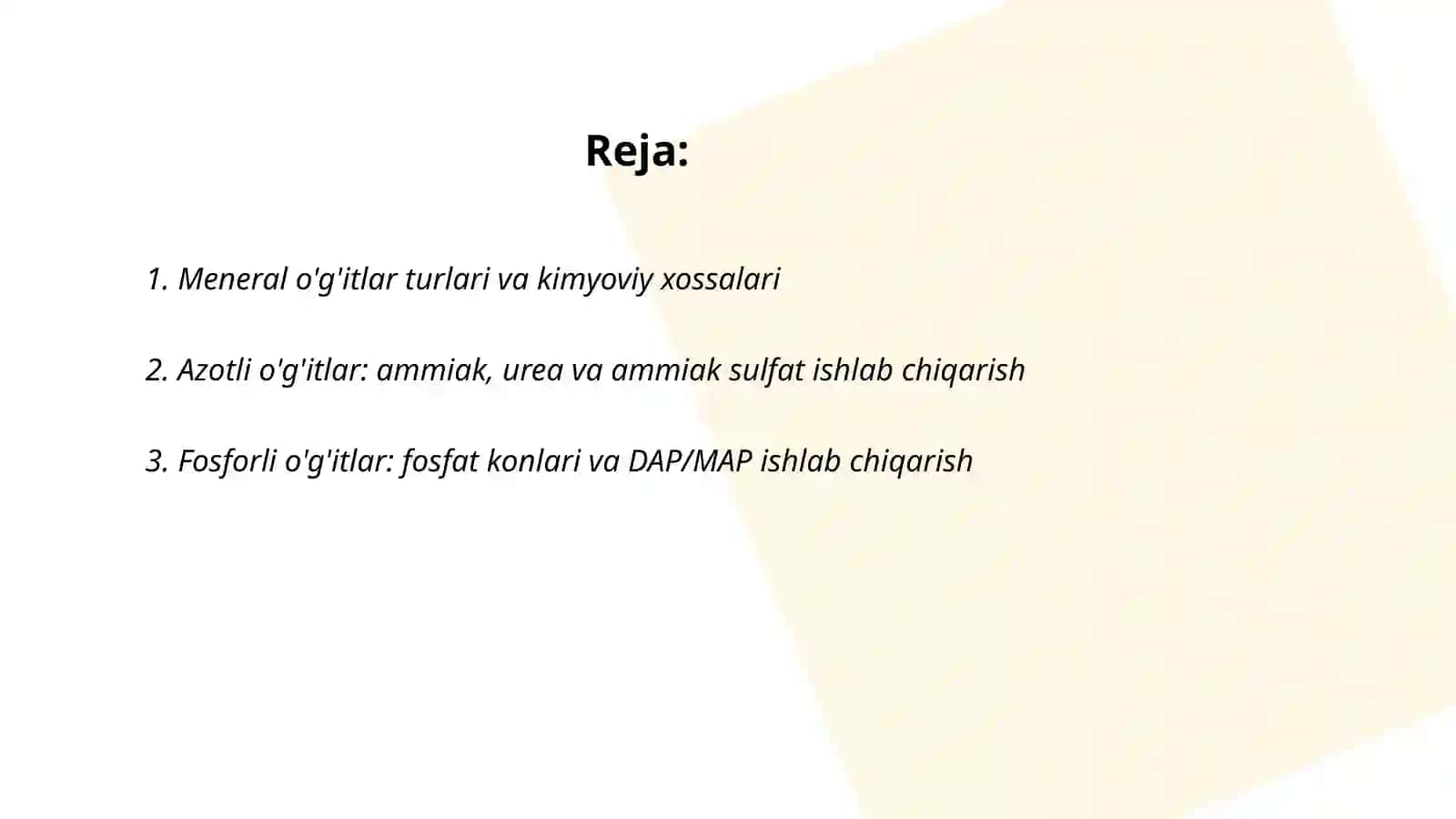 Meneral o'g'itlarni ishlab chiqarish 2