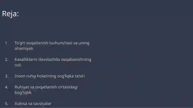 Kasalliklarni davolashda to‘g‘ri ovqatlanish va inson ruhiyatining davolash jarayoniga ta’siri 2