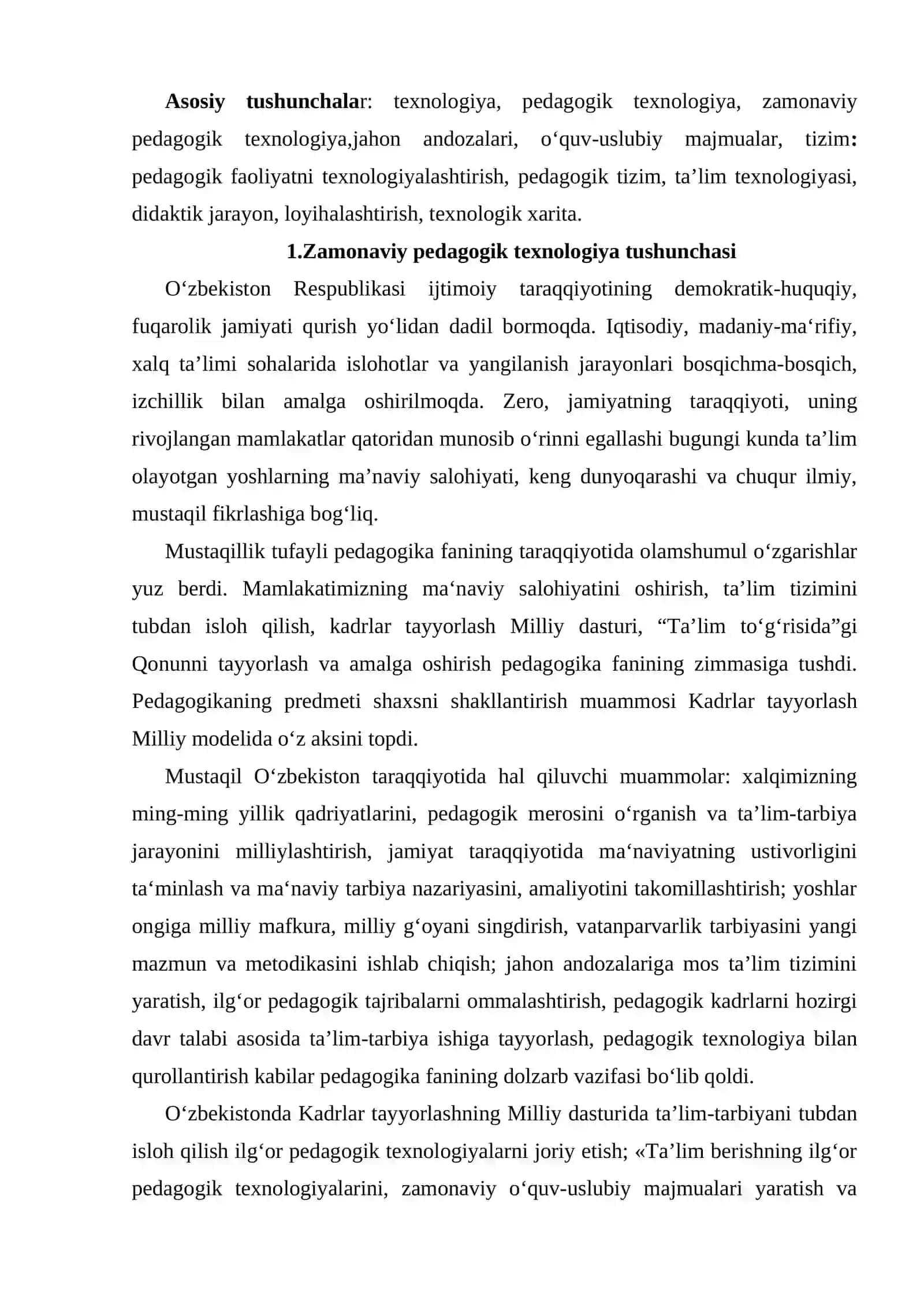 PEDAGOGIK FAOLIYATNI TEXNOLOGIYALASHTIRISH – IJTIMOIY ZARURIYAT EKANLIGI 2