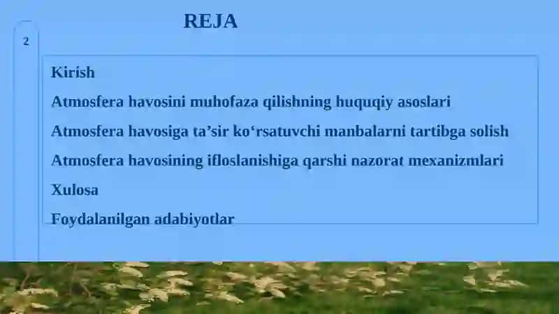 ATMOSFERA HAVOSINI MUHOFAZA QILISHNING HUQUQIY TARTIBI 2