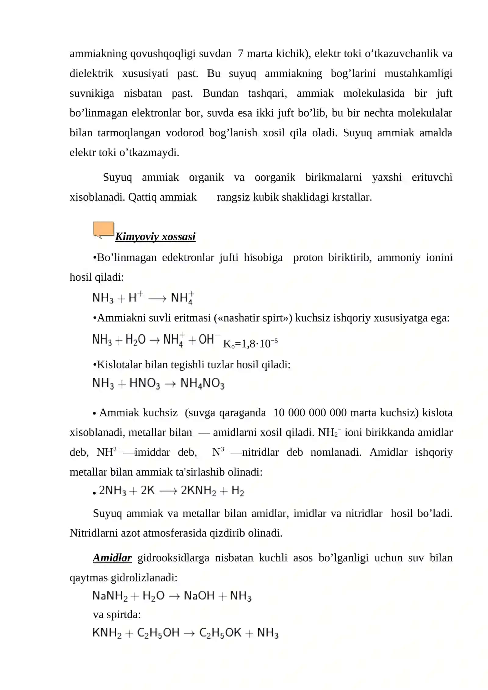 AMMIAKNI HUSUSIYАTLARI VA IShLAB ChIQARISh ASOSLARI 2