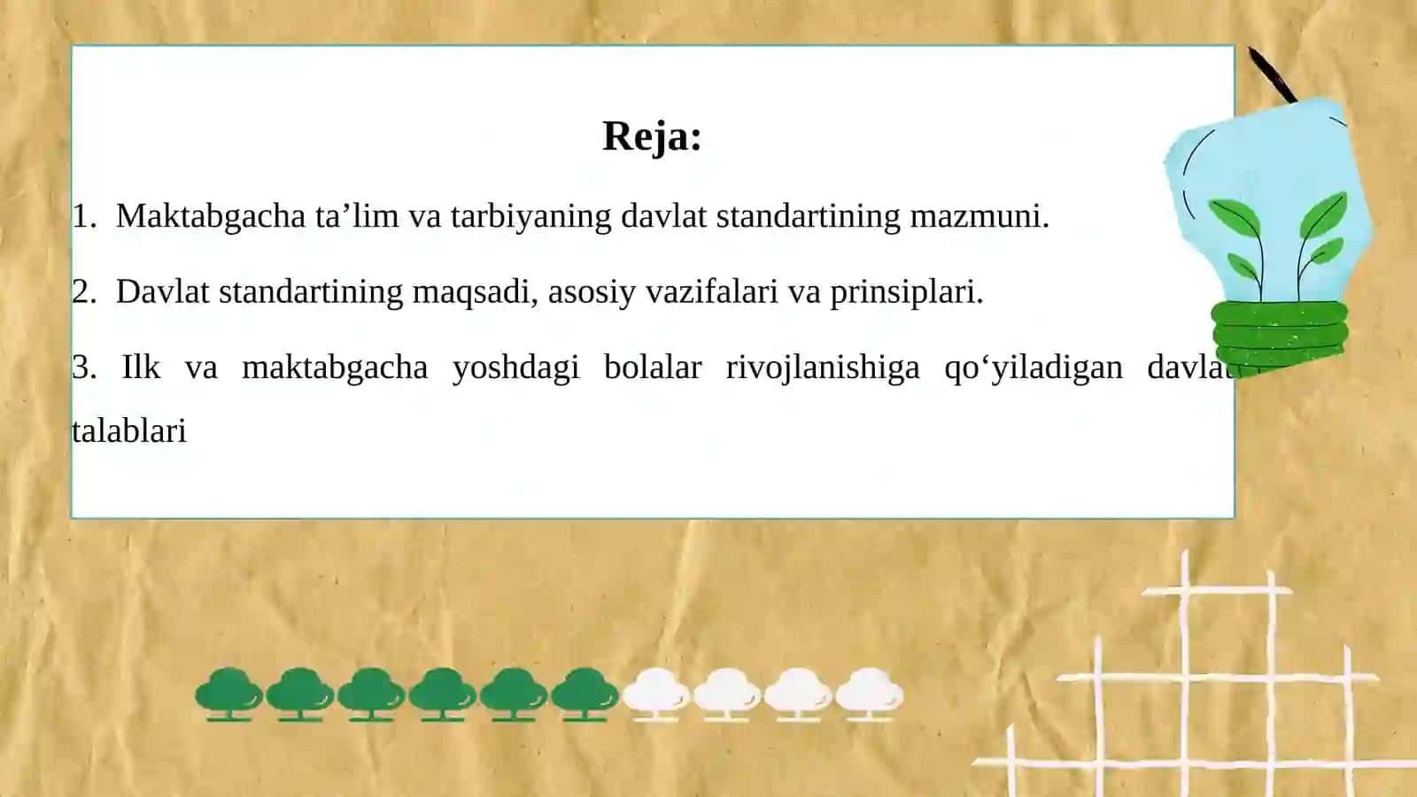 Maktabgacha ta’limga qo‘yiladigan davlat talablarining mazmuni 2