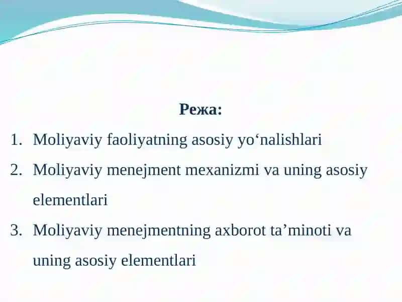 Moliyaviy Menejmentni Tashkil etish mexanizmi va korxonalarda tashkiliy xususiyatları 2
