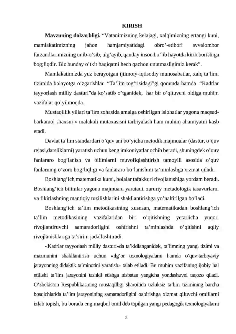 BOSHLANG'ICH SINF MATEMATIKA DARSLARIDA MIQDORLARNING ULUSHLARI BILAN TANISHTIRISH METODIKASI 2