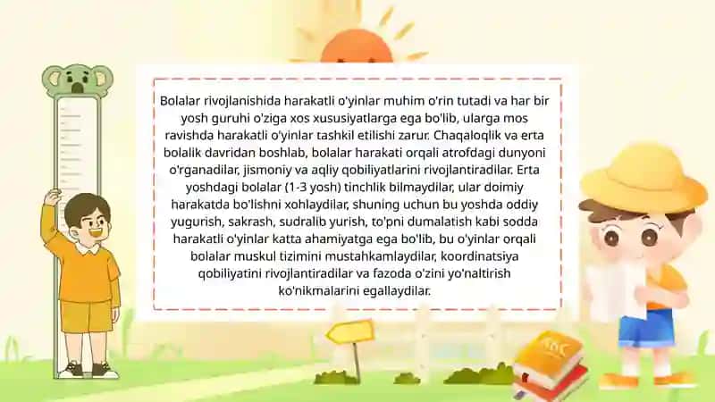 Maktabgacha yoshdagi bolalar yosh guruhlari kesimida harakatli oʻyinlar kartotakasi 2