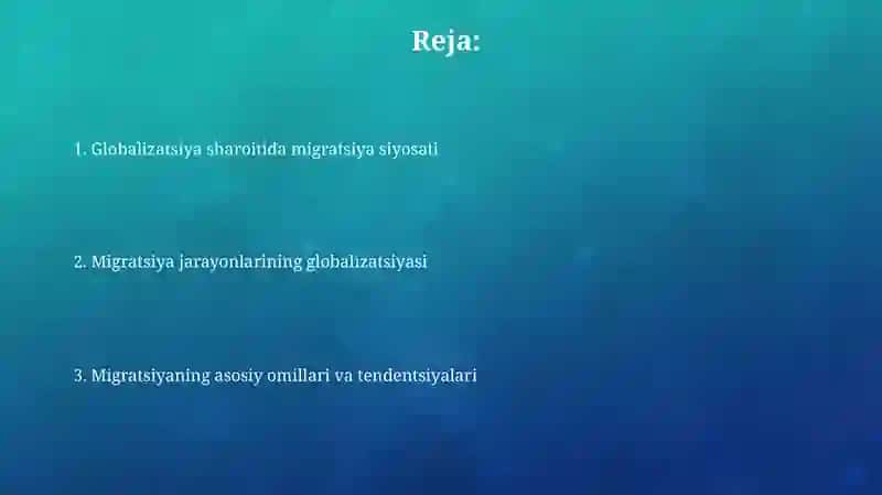 Migratsiya jarayonlarining globallashuvi 2