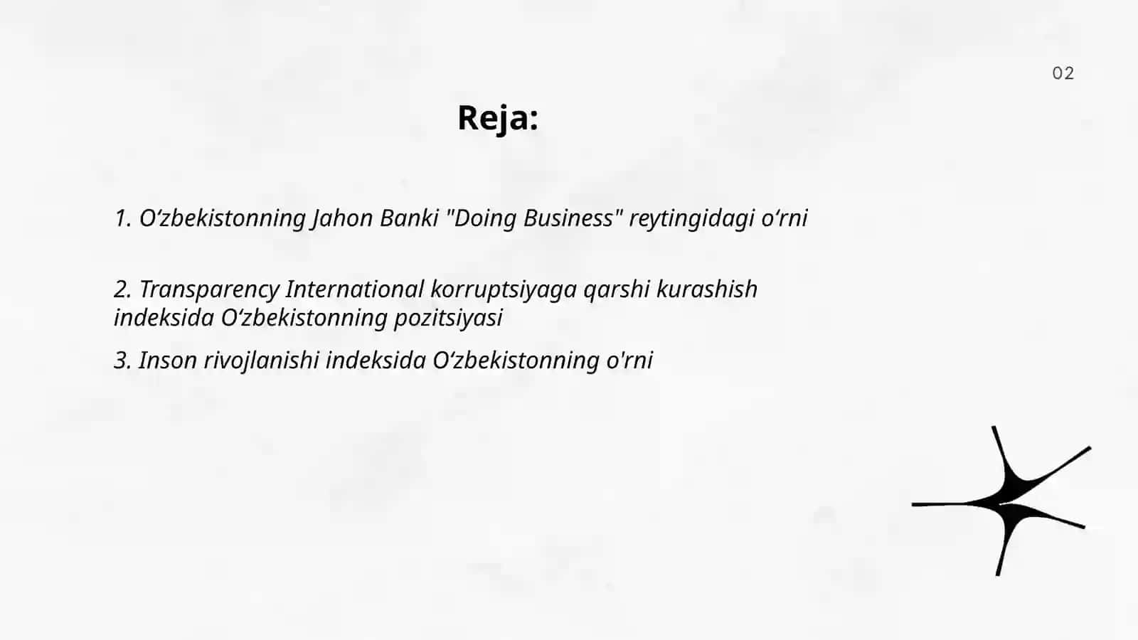 Oʻzbekiston Respublikasining xalqaro reyting va indekslardagi oʻrni va nufuzini ortib borishi 2
