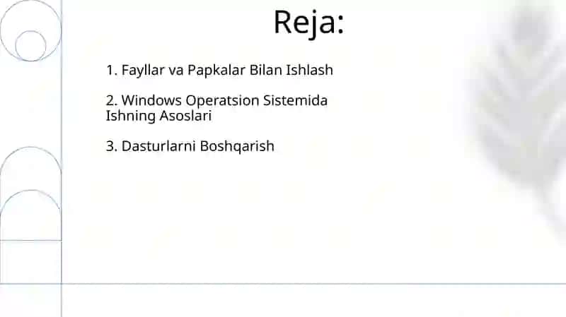 Windows operatsion tizimida ishlash asoslari 2
