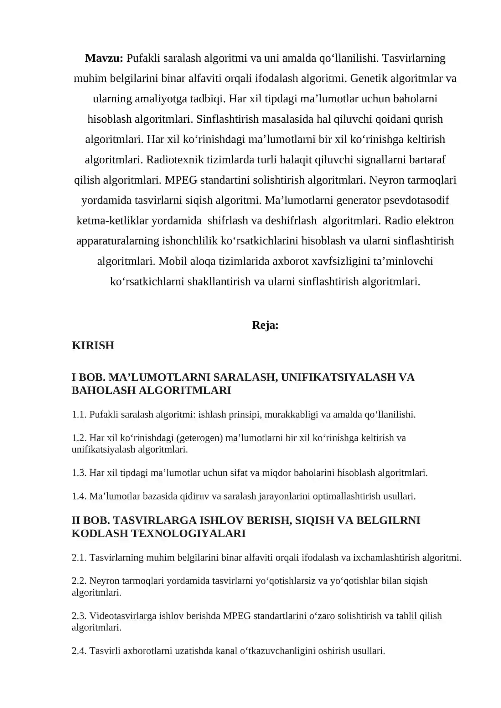 "Algoritmlarni loyihalashtirish va tahlil qilish" 2