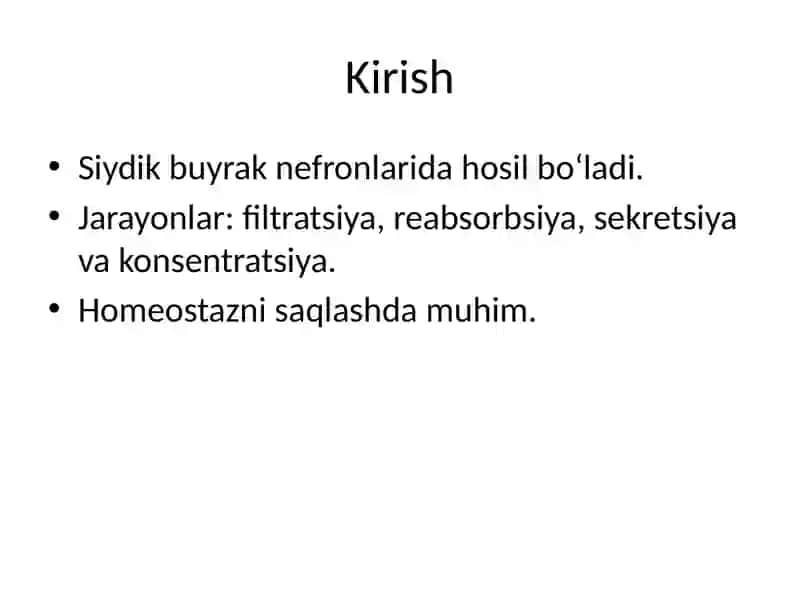 Siydik hosil bo‘lish mexanizmi 2