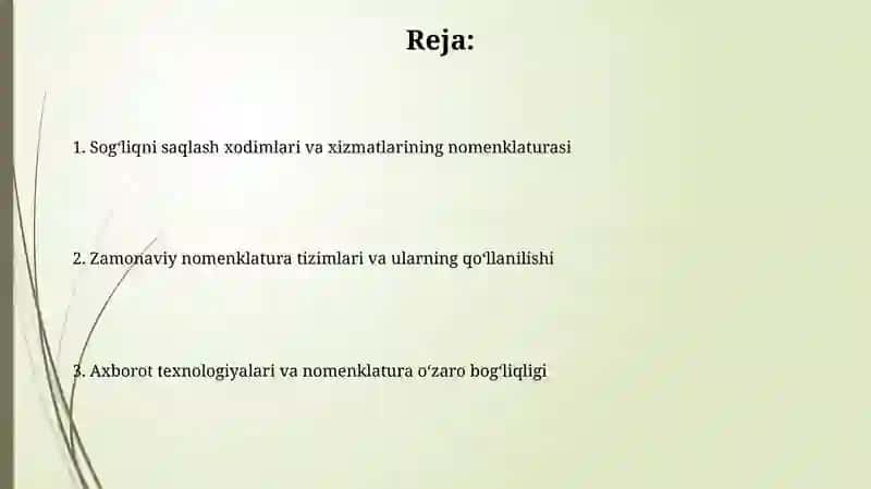 Sog‘liqni saqlash xodimlari va xizmatlarining nomenklaturasi 2
