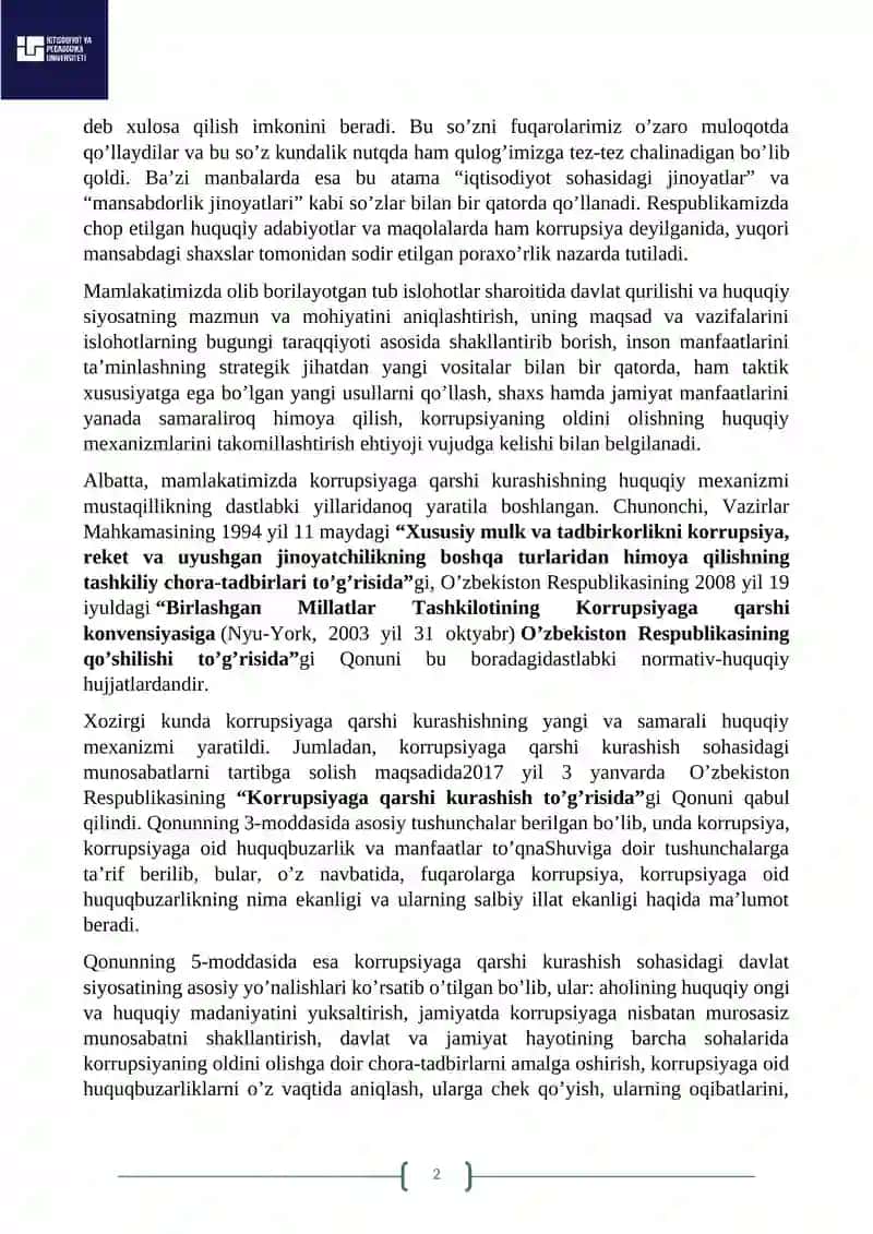 Korrupsiyaga qarshi kurashning jahon tajribasi 2