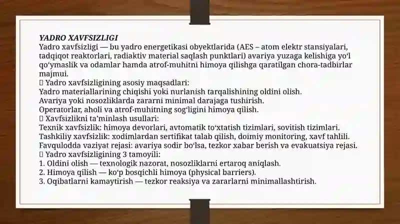 Yadro va radiatsiya xavfsizligi bo‘yicha xalqaro shartnomalar 2