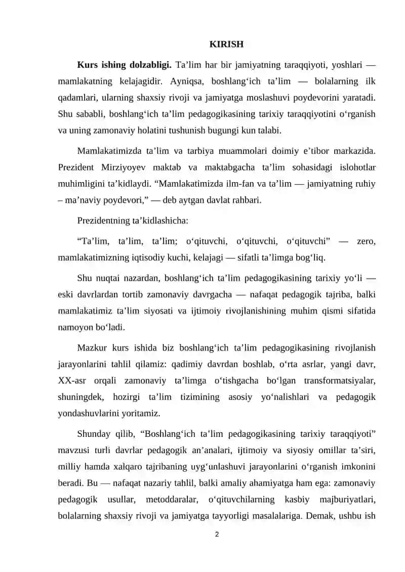 BOB. BOSHLANGʻICH TAʼLIM PEDAGOGIKASINING TARIXIY RIVOJLANISHI 2