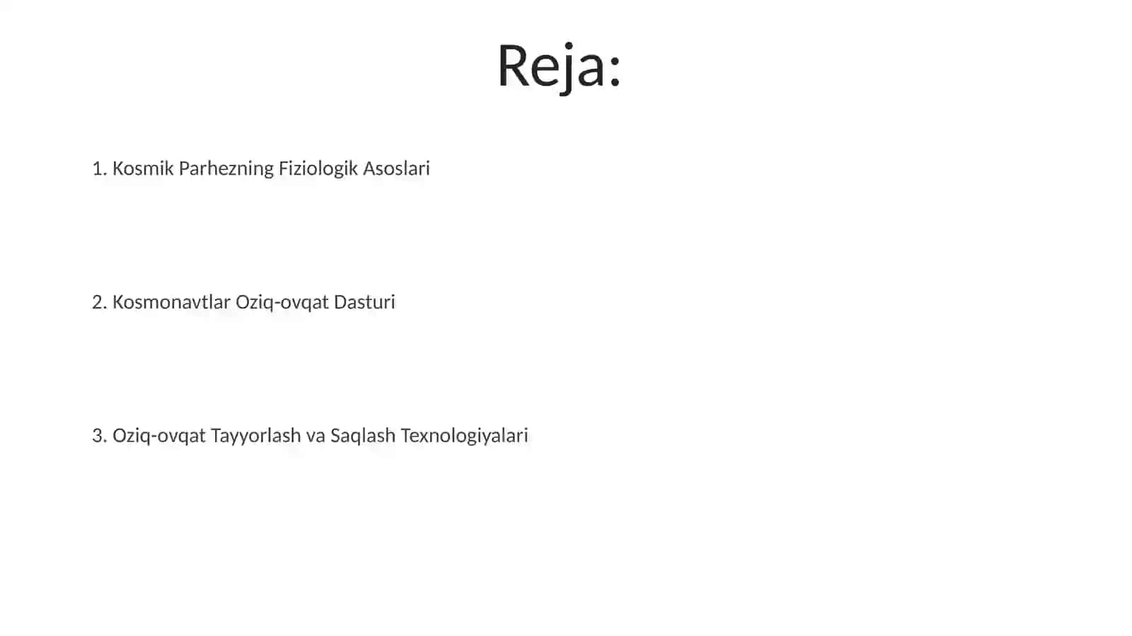 Ovqatlanish maromi kosmonoftlar ovqatlanish ratsioni 2