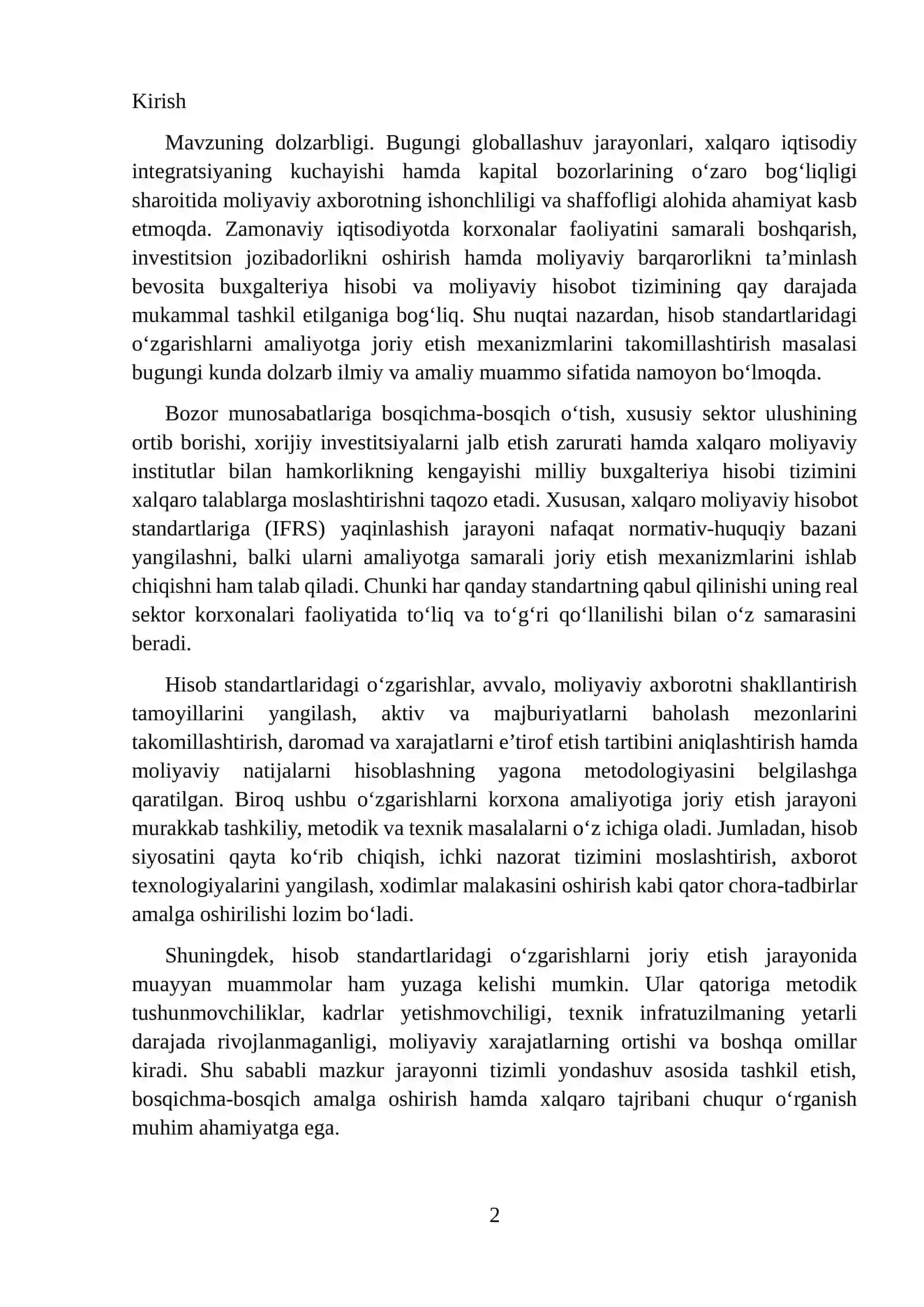 Hisob standartlaridagi oʻzgarishlarni amaliyotga joriy etish mexanizmlari 2