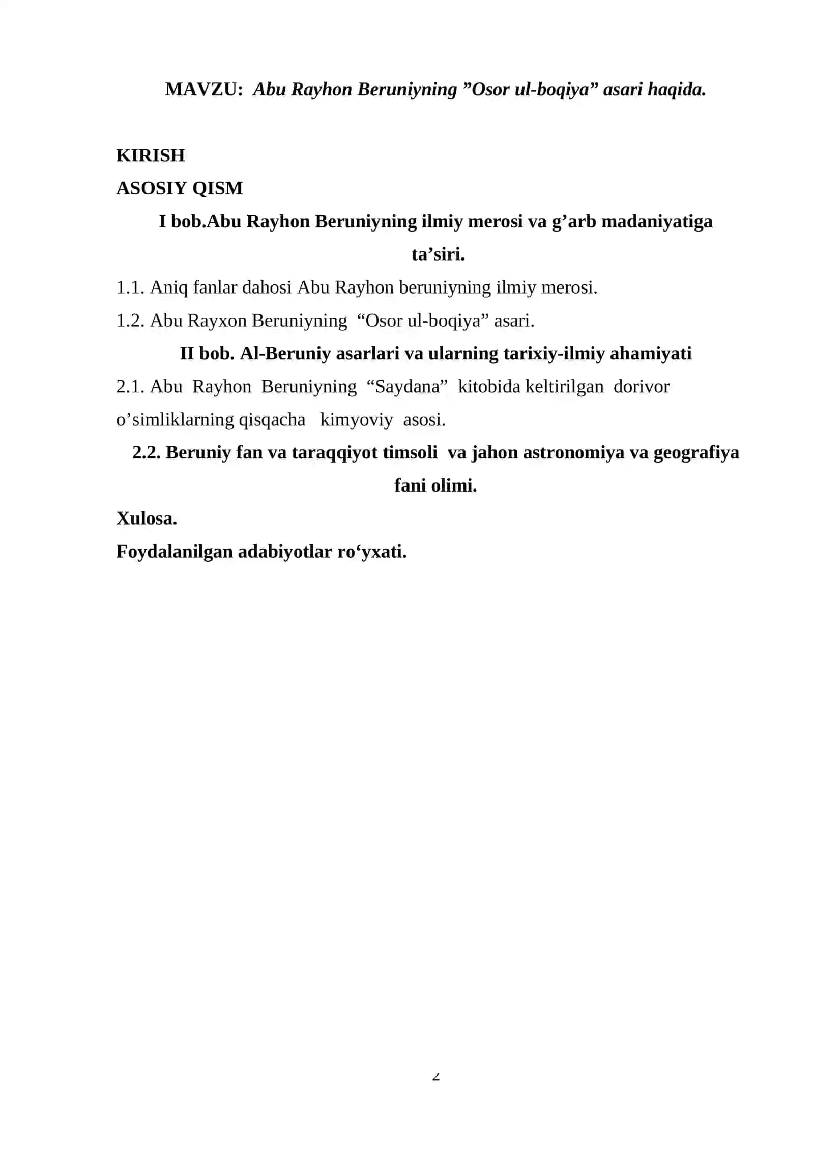 Abu Rayhon Beruniyning ”Osor ul-boqiya” asari haqida 2
