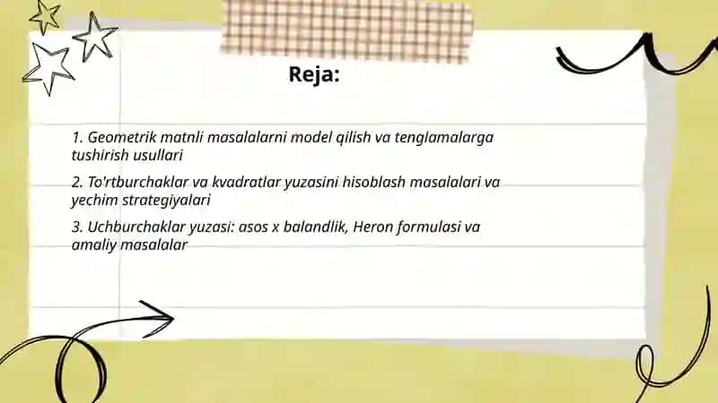 Geometrik mazmundagi matnli masalalar va ularni yechish usullari 2