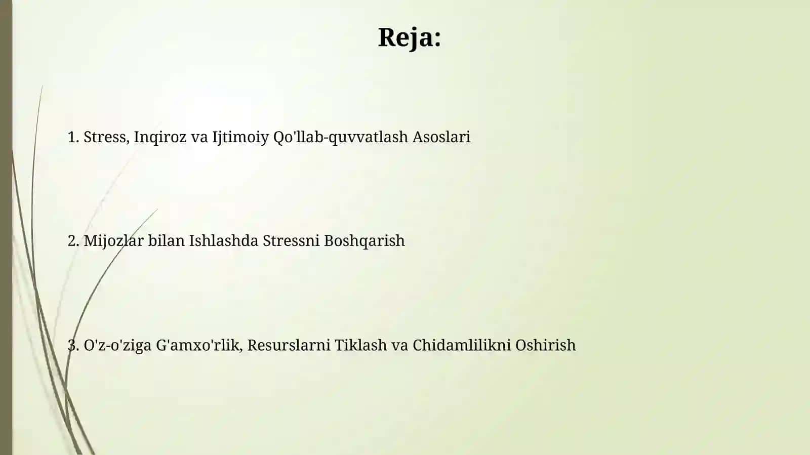 Stress, Inqiroz va Ijtimoiy Qo'llab-quvvatlash. Mijozlar bilan Ishlashda Stressni Boshqarish 2