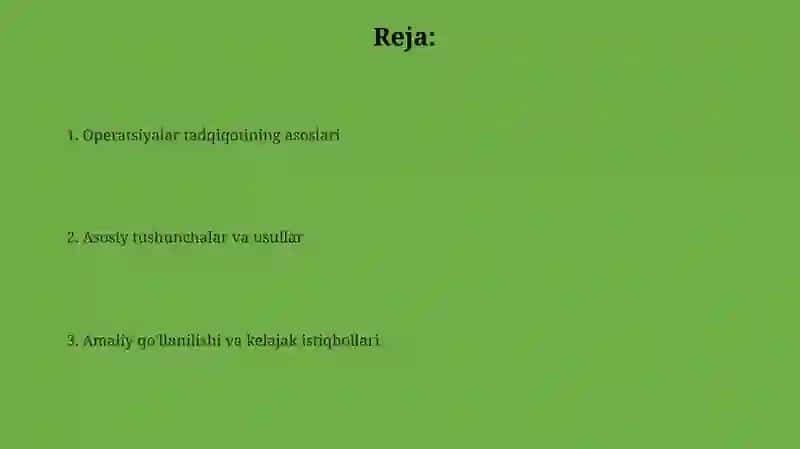 Operatsiyalarni tadqiq qilish (OT) 2