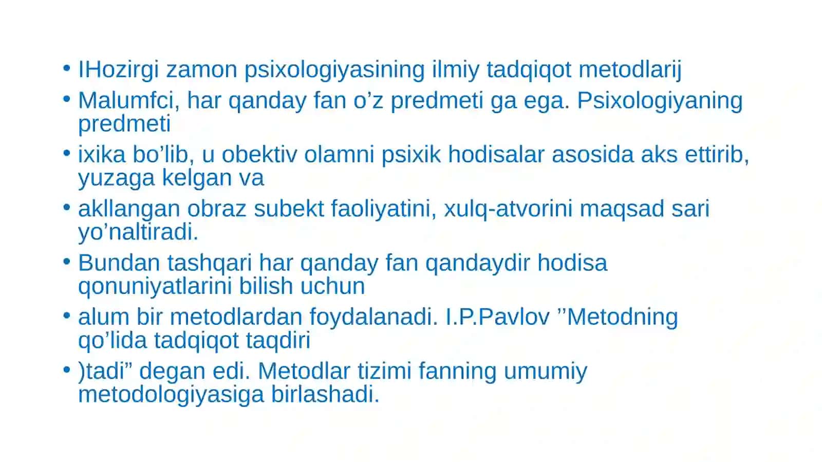 Umumiy psixologiyaning ilmiy tadqiqot metodlari 2