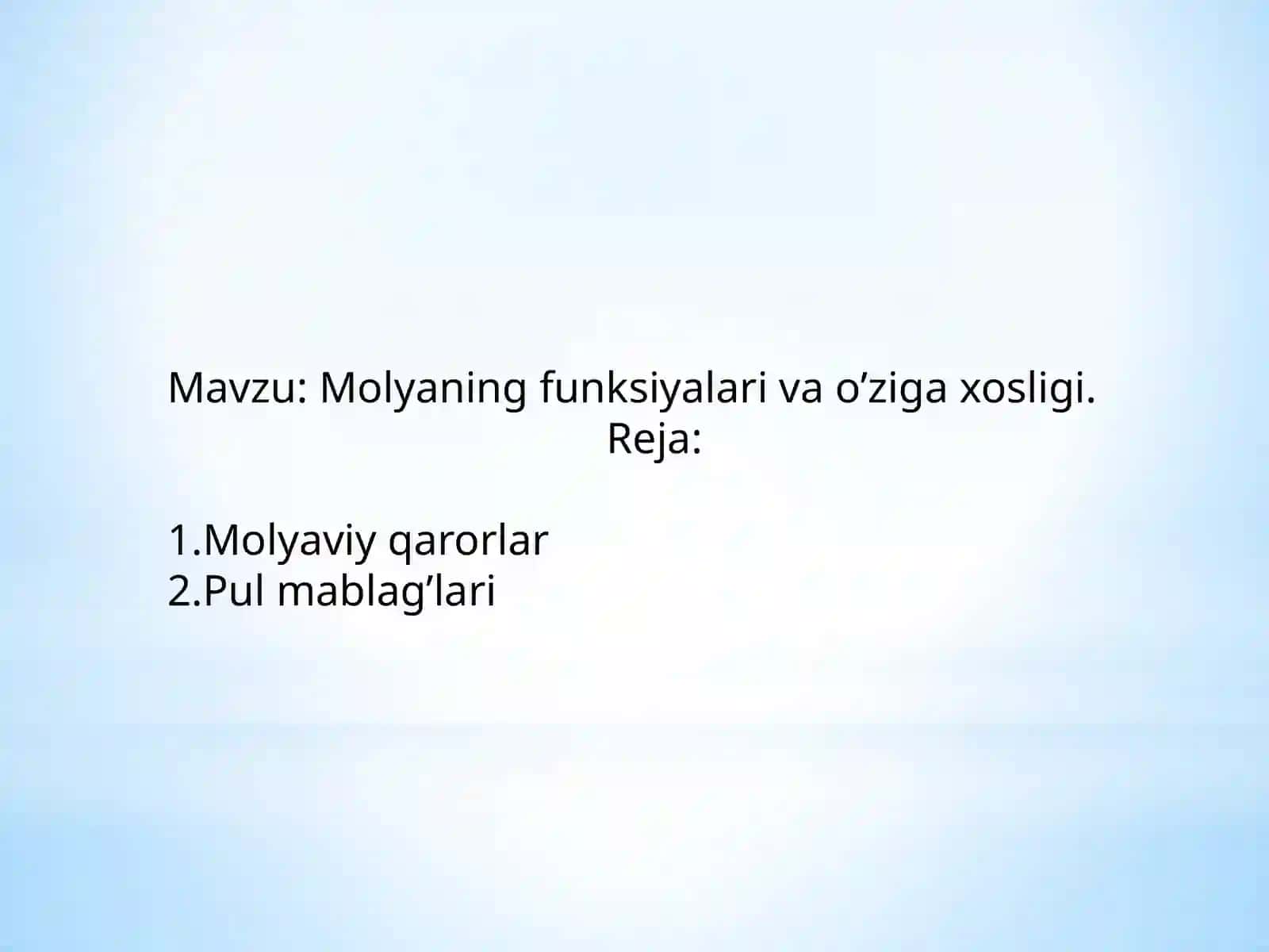 Molyaning funksiyalari va o’ziga xosligi 2
