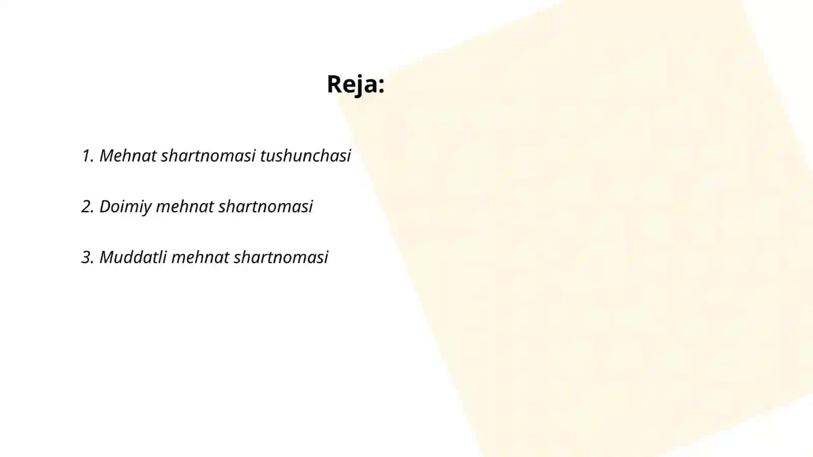Mehnat shartnomasining turlari 2