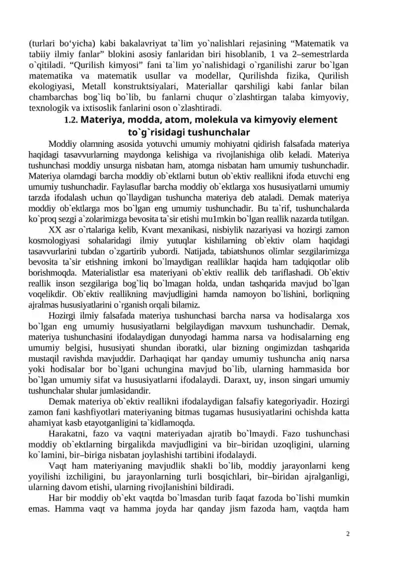 Qurilish kimyosi faniga kirish 2