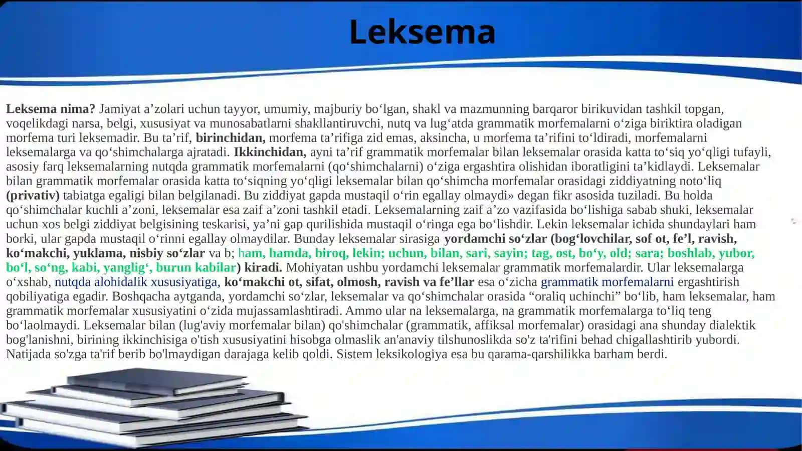 Leksema va so’z, ularning xususiyatlari 2