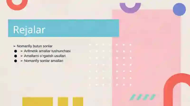 Nomanfiy butun sonlar ustida arifmetik amallarni oʻrgatish metodikasi 2