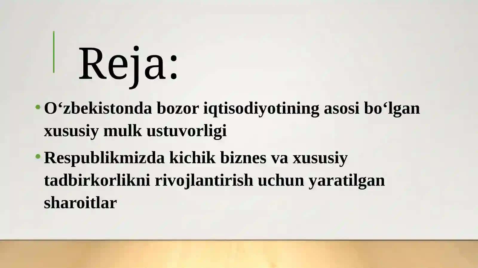 O‘zbekistonda kichik biznes va xususiy tadbirkorlikning shakllantirilishi va uning o‘ziga xosligi 2