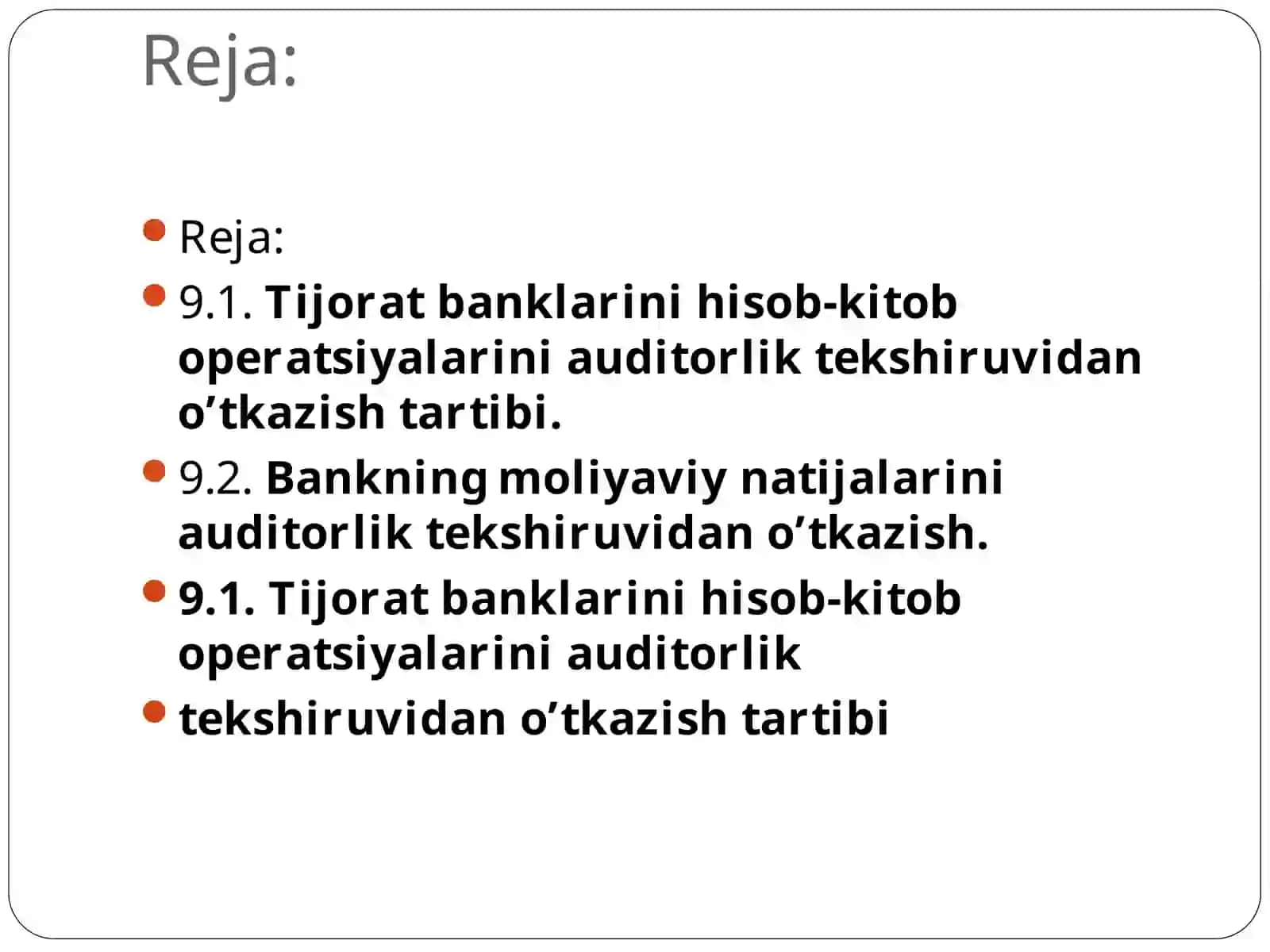 Tijorat banklari operatsiyalarini auditorlik tekshuruvidan o‘tkazish tartibi 2