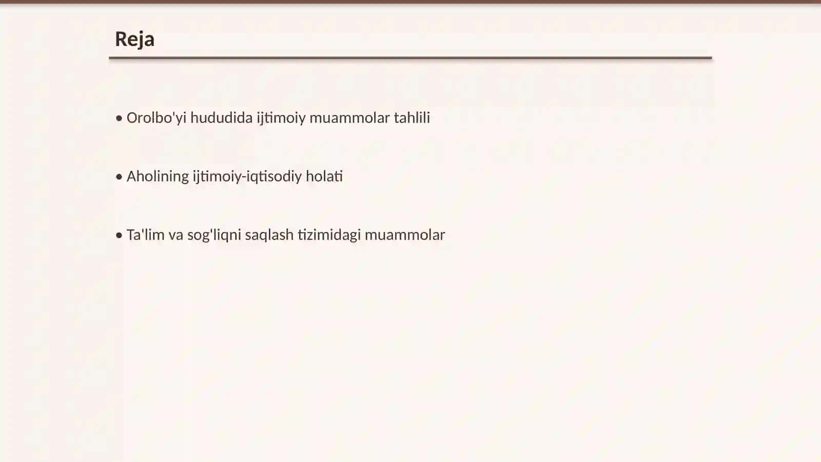 Orolbo'yi hududida aholining ijtimoiy ahvolini yaxshilash masalalari 2