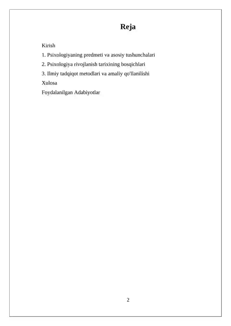 Psixologiya fanining predmeti rivojlanish tarixi 2
