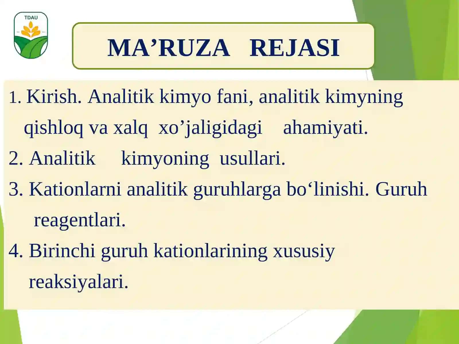 Analitik kimyo fani va uning uslublari 2