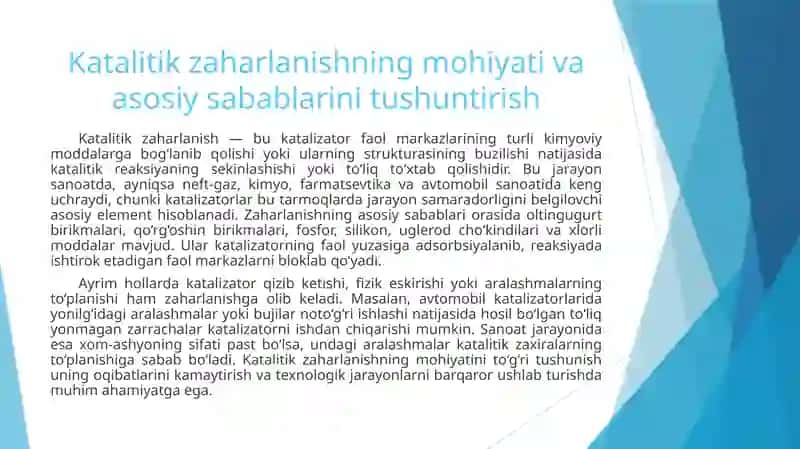 Katalitik zaharlanishning salbiy oqibatlari va undan chiqadigan muammolar 2