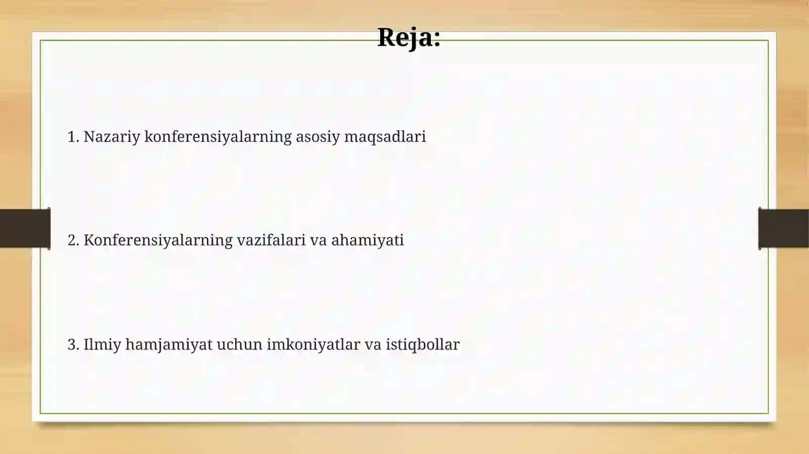 Nazariy konferensiyalarning maqsadlari va vazifalari 2