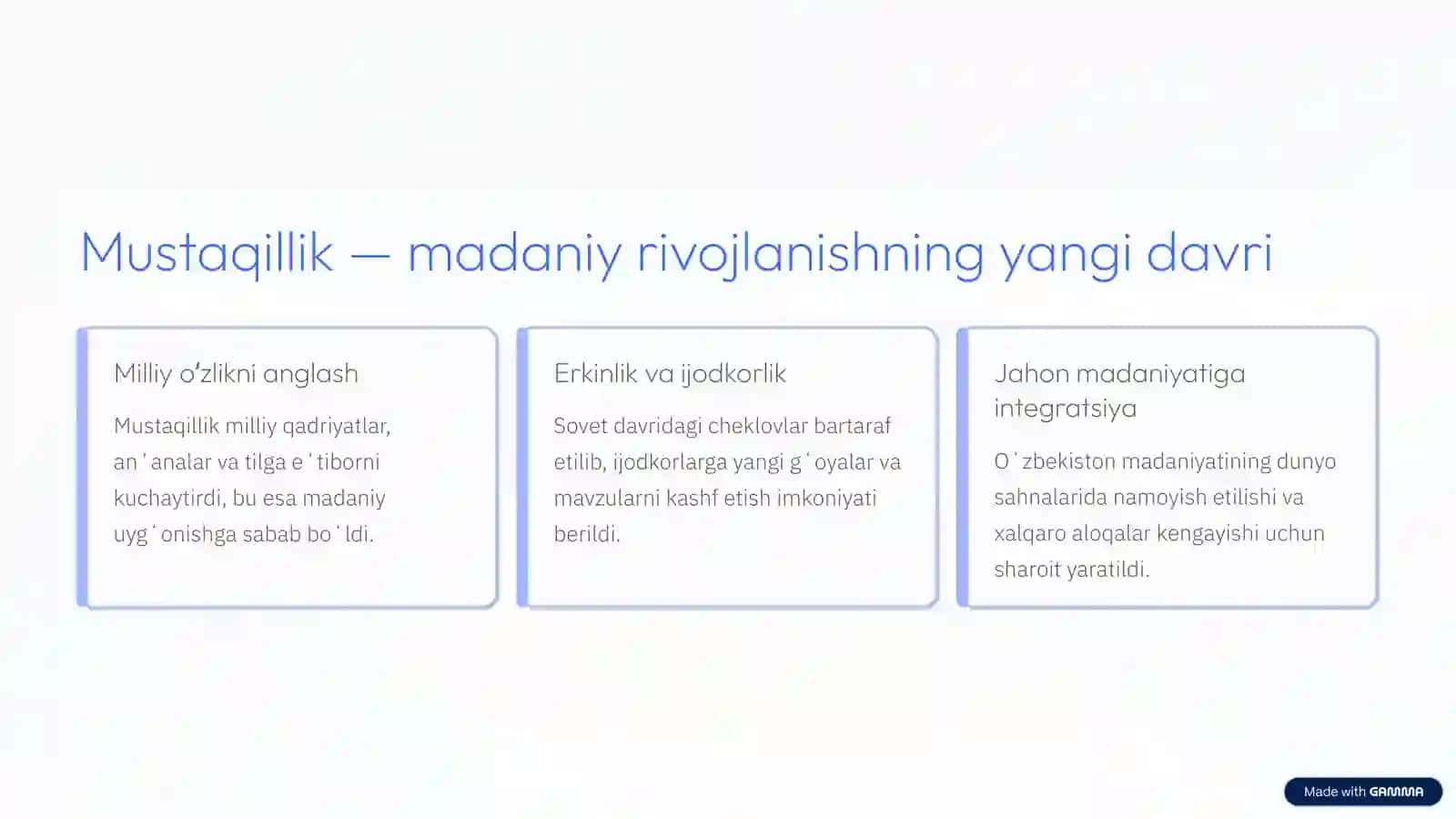 Mustaqillik yillarida Oʻzbekiston madaniyati va sanʼati 2