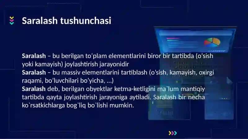 Malumotlar tuzilmasi fanidan taqdimot || Saralash algoritmlari 2