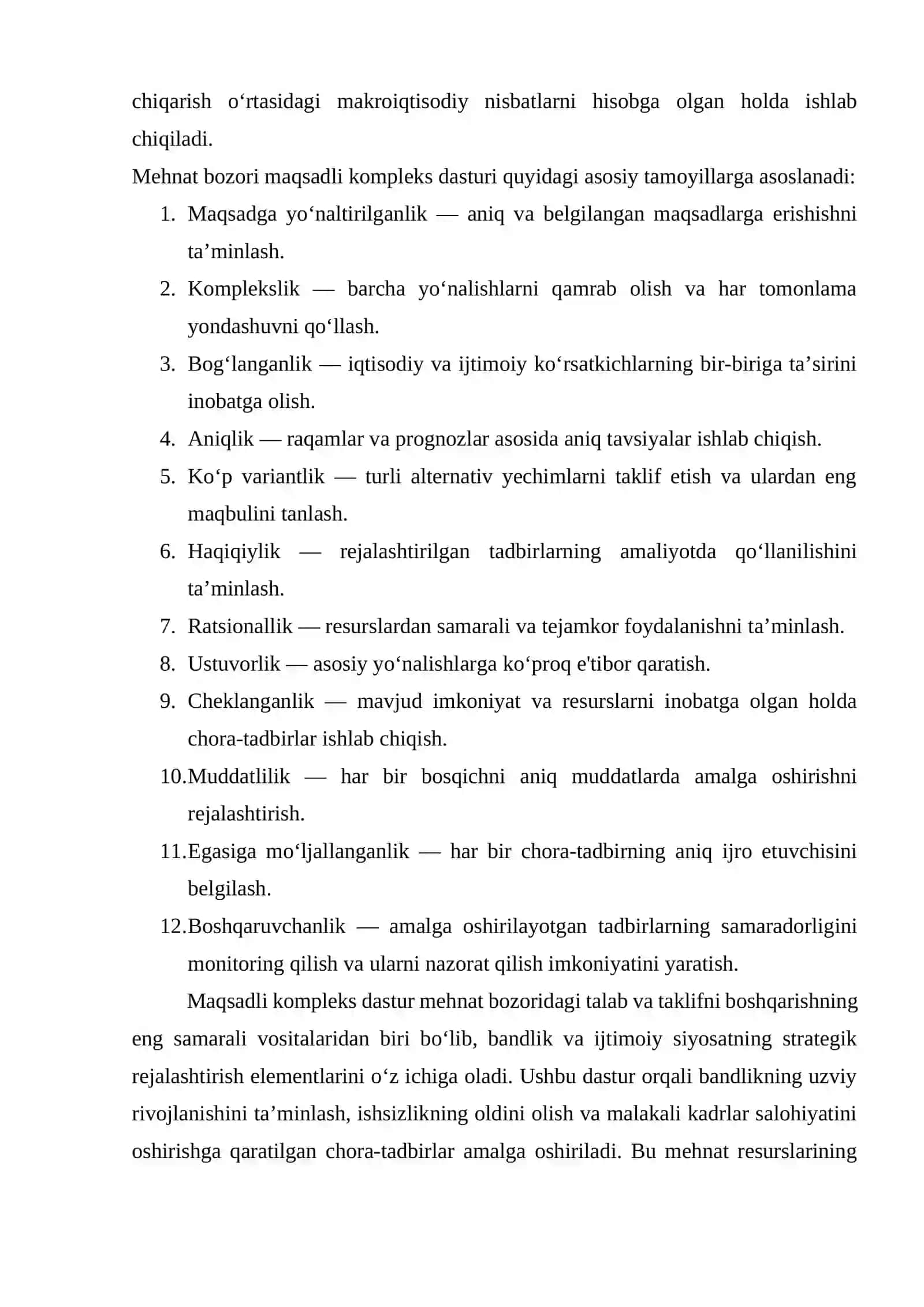 Mehnat bozori faoliyatining maqsadli kompleks dasturi 2