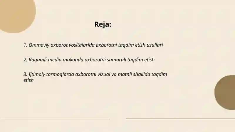 Ommaviy axborot vositalarida axborotni taqdim etish usullari 2