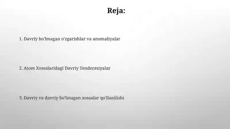 Elementlarning davriy va davriy bo'lmagan xossalari 2