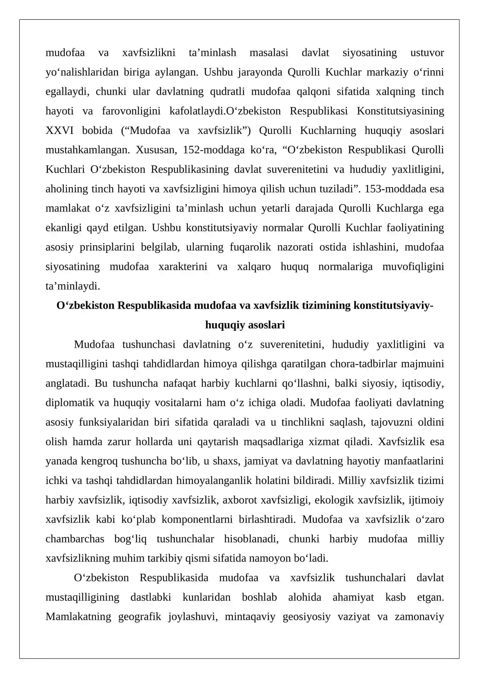 Mudofaa va xavfsizlikni ta’minlashda Qurolli Kuchlarning o‘rni 2