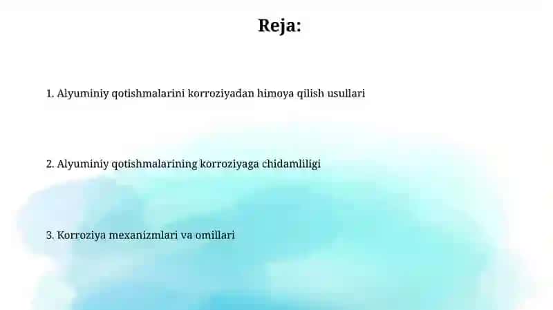 Alyuminiy qotishmalarining korroziyaga chidamliligi 2