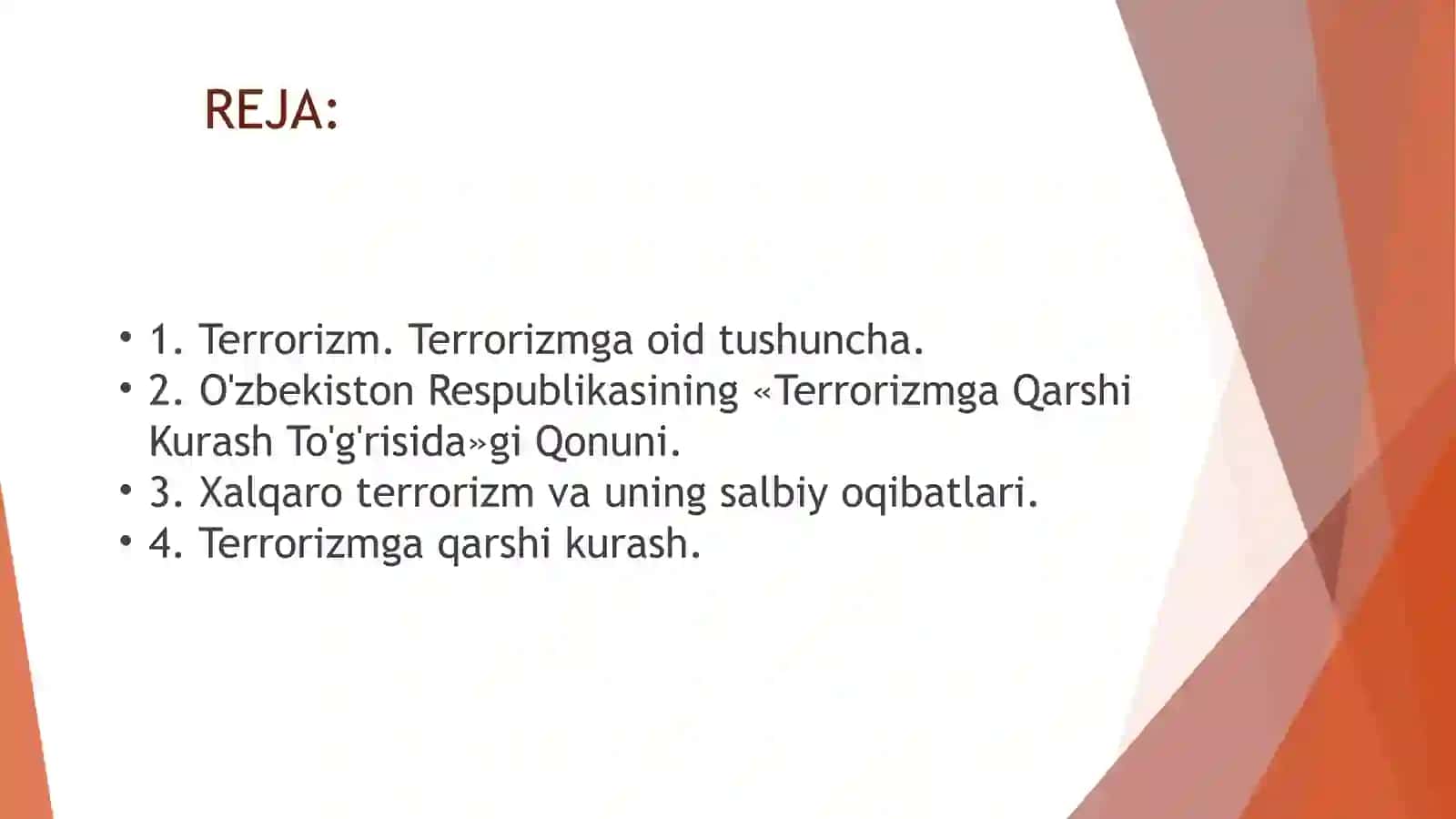 Terrorizm va aholi muhofazasi 2