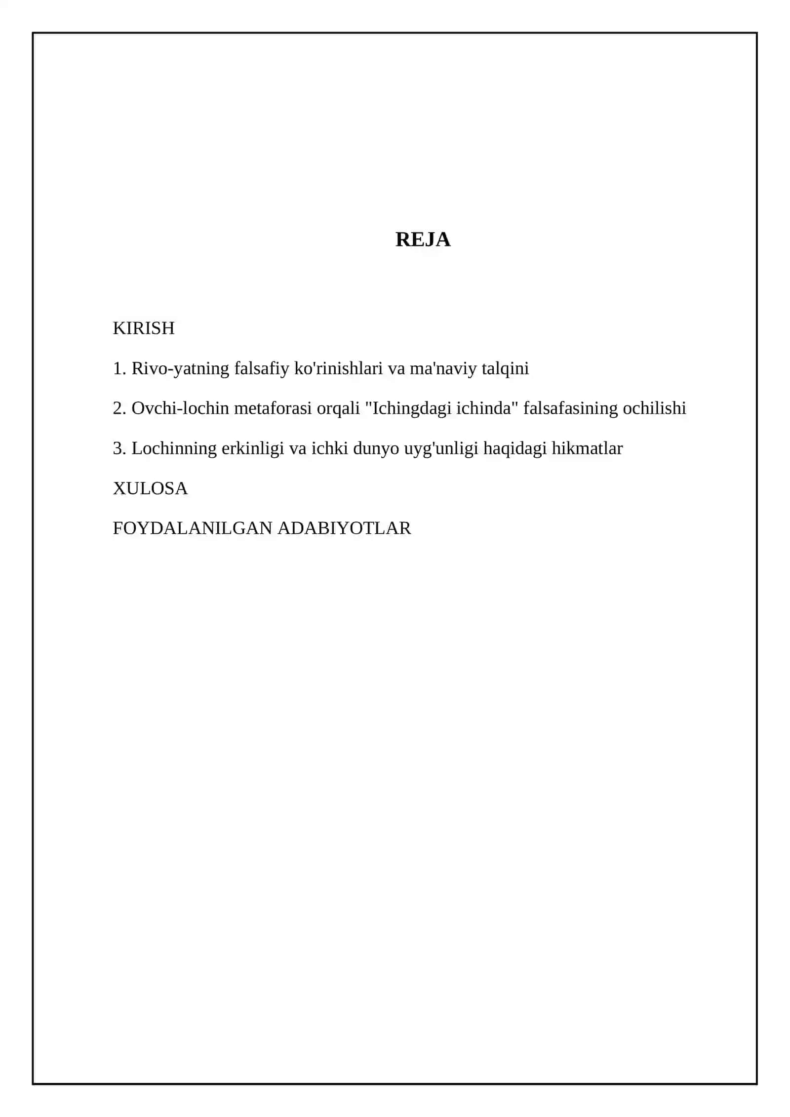 Jaloliddin Rumiyning "Ovchi va lochin" rivoyati Ichingdagi ichindadir haqida 2