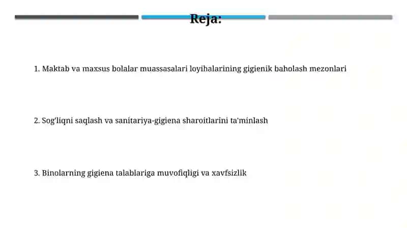 Maktab va maxsus bolalar muassasalari loyihalarini gigiyenik baholash 2
