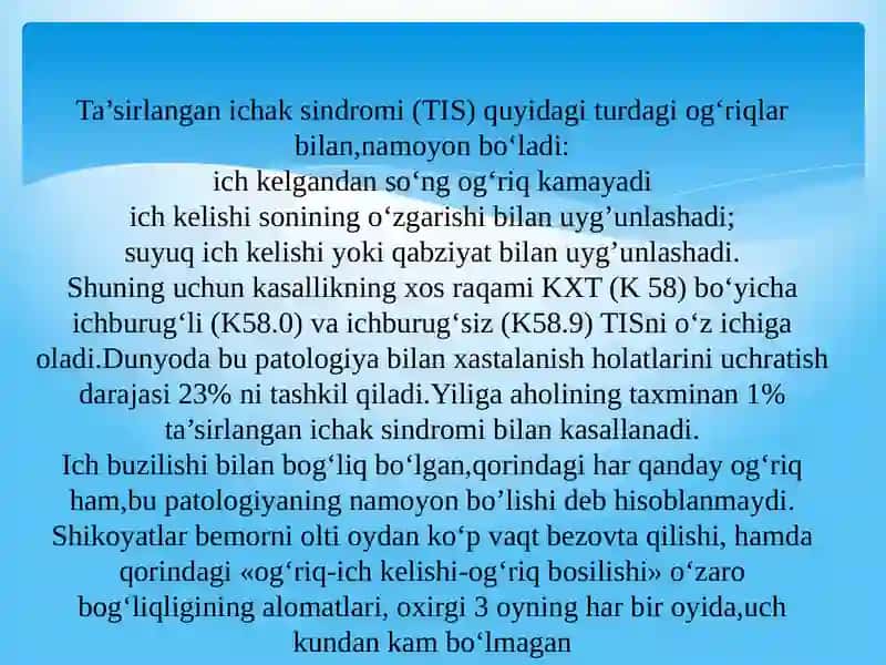ICHAKLARNI QITIQLASH SINDROMI 2