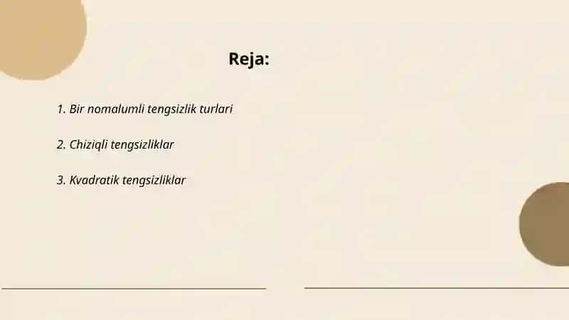 Bir nomalumli tengsizliklar 2